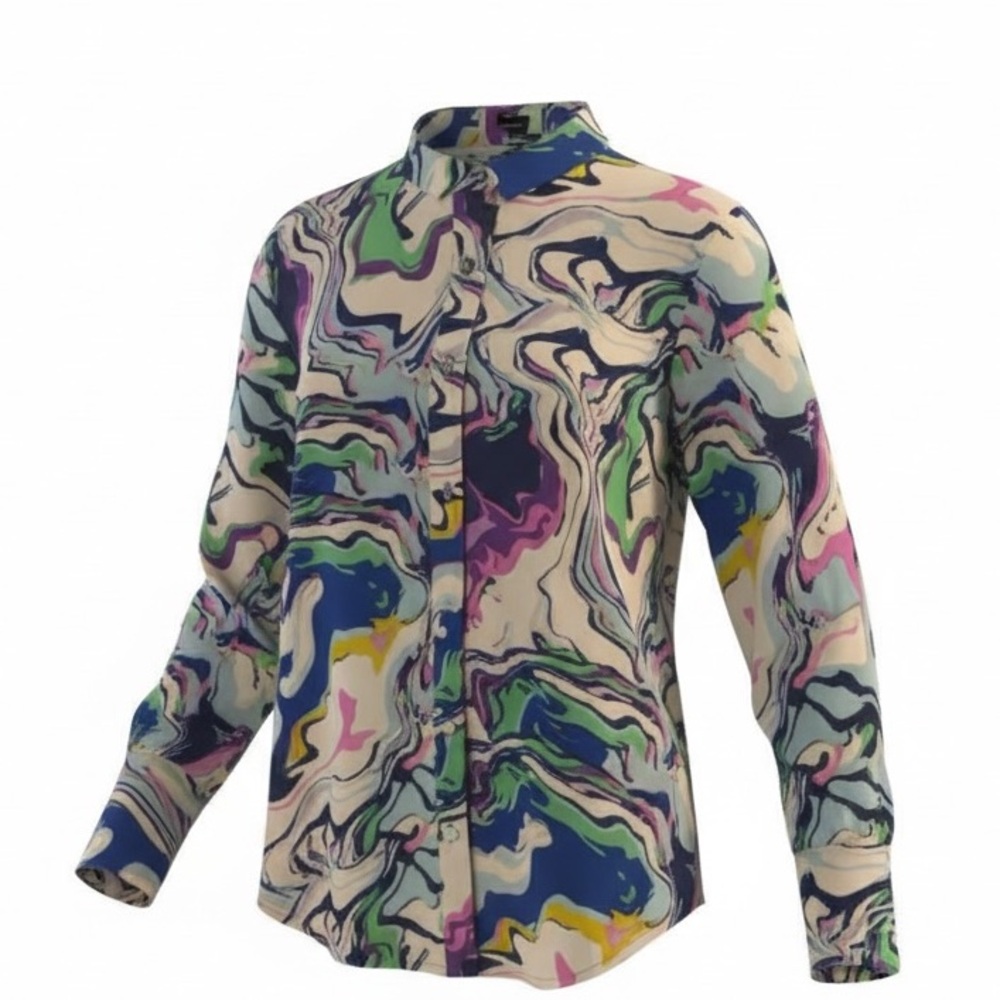 KIRUNDO Multicolor Abstract Shirt Front Button Women’s Size XXL Like New. - Picture 6 of 7